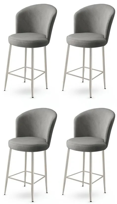Alte Grey and Chrome bárszék szett, 4 db, 4 db