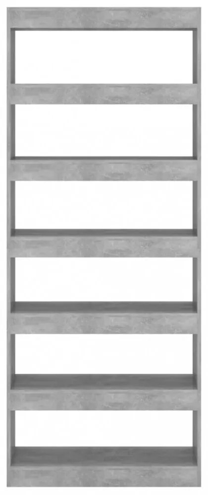 betonszürke szerelt fa könyvszekrény/térelválasztó 80x30x198 cm
