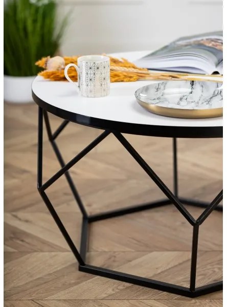Kávésasztal DIAMOND 40x70 cm fehér/fekete