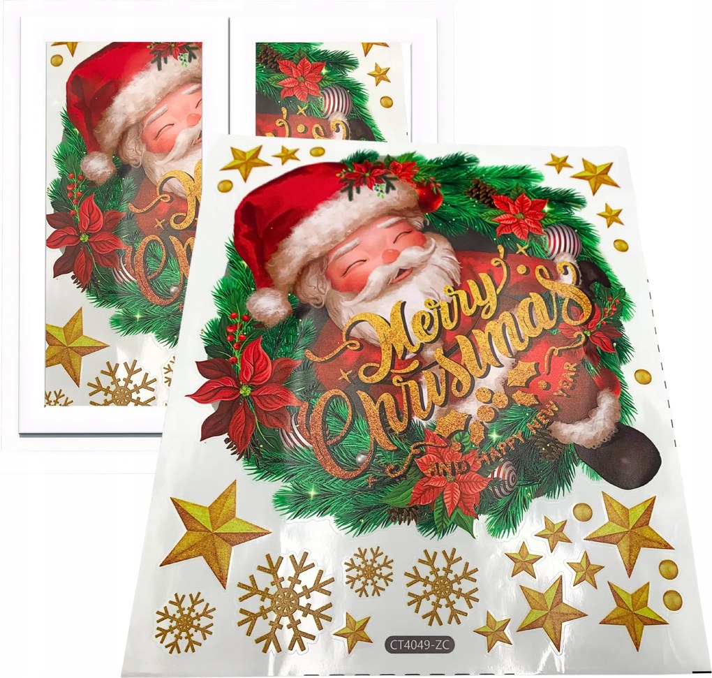 Karácsonyi Ablak Matrica Ajtó Dekoratív Ablak Mikulás Csillagok 40cm