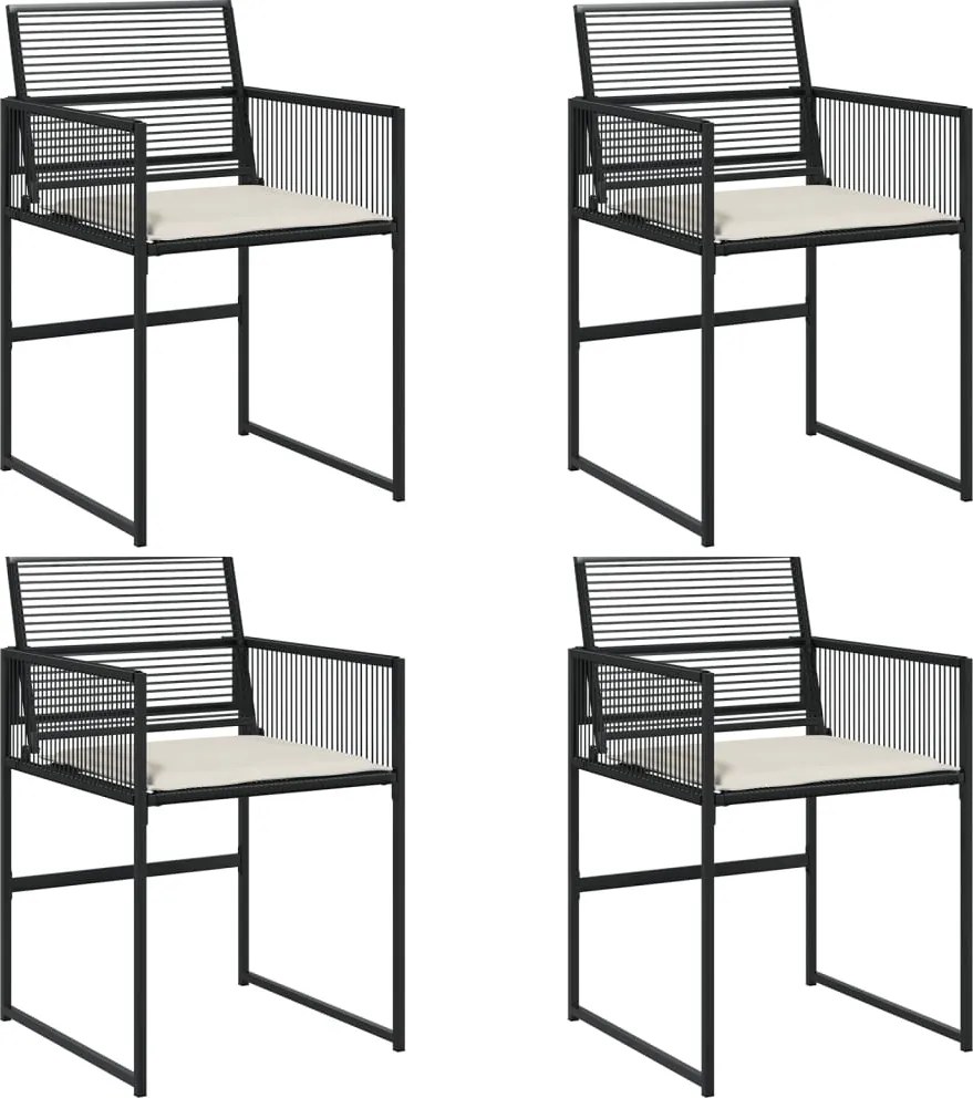 vidaXL 4 db fekete polyrattan kerti szék párnával