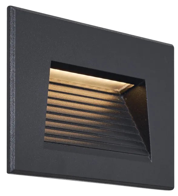 Modern, süllyesztett fekete fali lámpa 11,5 cm LED-del, IP65 - Trem