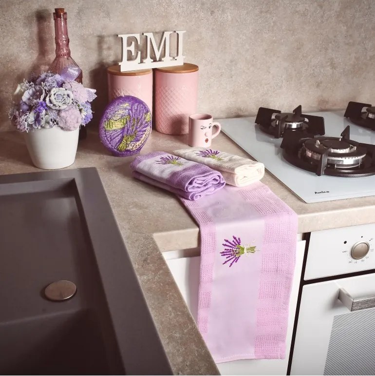 EMI Levendula waffle szövésű konyharuha