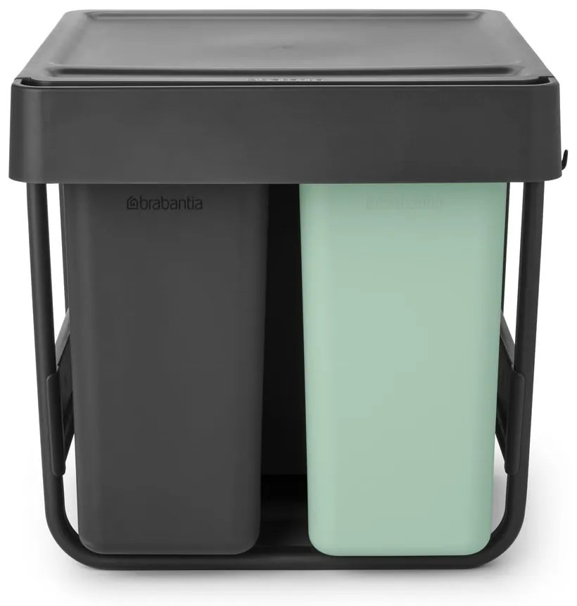Mentazöld-sötétszürke műanyag szelektív-érintésre nyíló szemetes 40 l Sort&Go – Brabantia