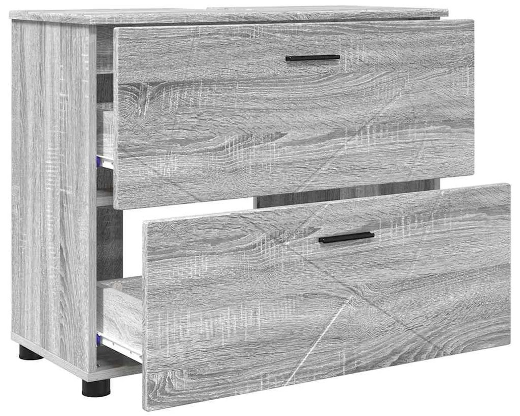 Fürdőszoba bútor szett 3 pcs Szürke sonoma 76.5 x 35 x 64 cm