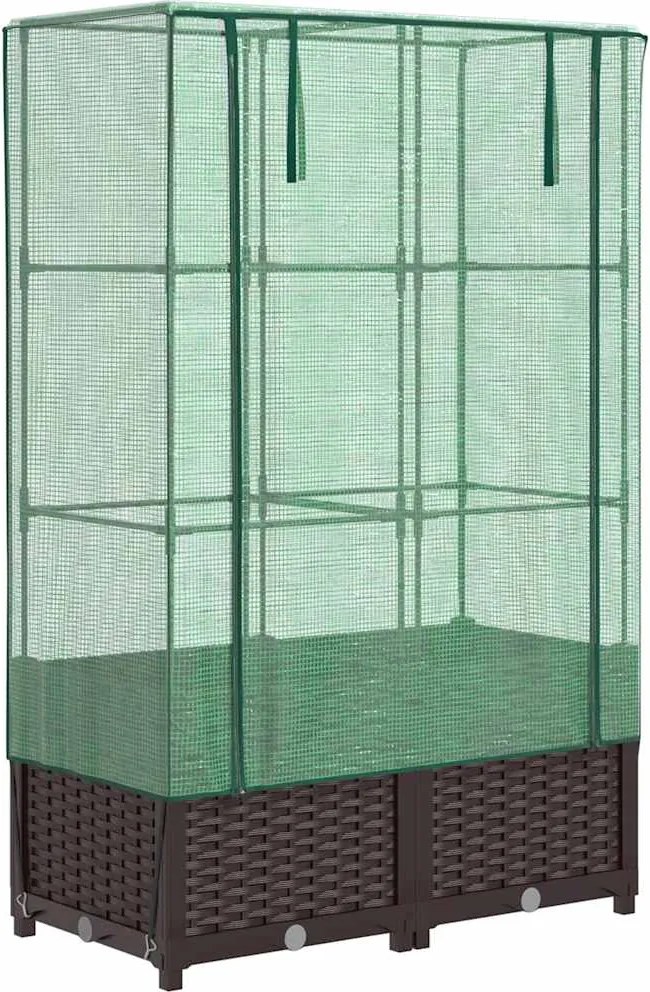 vidaXL rattan megjelenésű magaságyás melegháztakaróval 80x40x138 cm