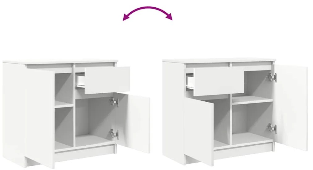 fehér szerelt fa tálalószekrény fiókos 71x35x65 cm