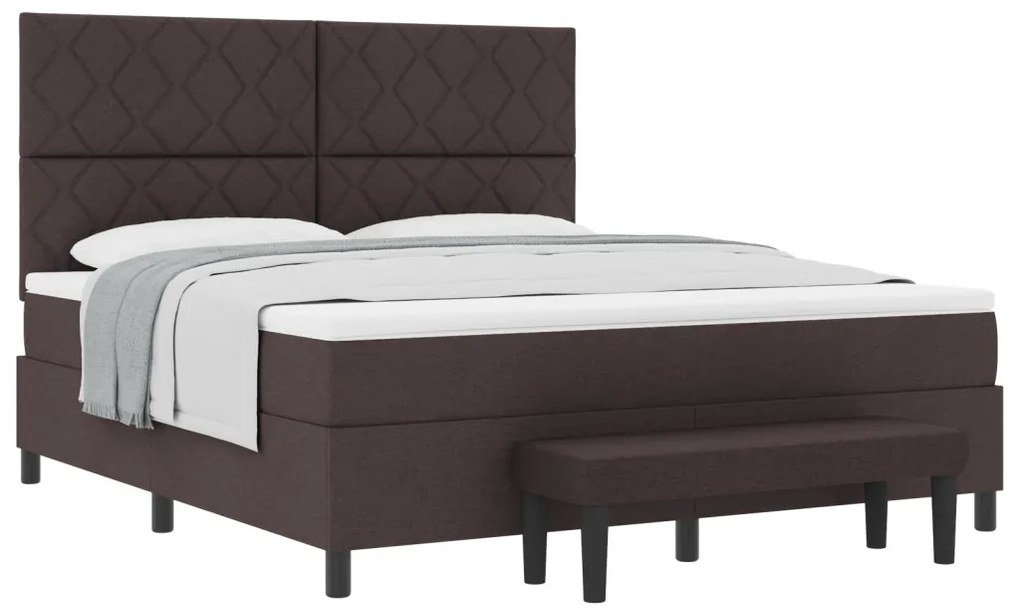 vidaXL Box Spring ágy matraccal és paddal sötétbarna 180x200 cm szövet