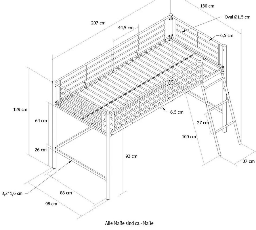 Fekete magasított gyerekágy 90x200 cm Jodie – Støraa