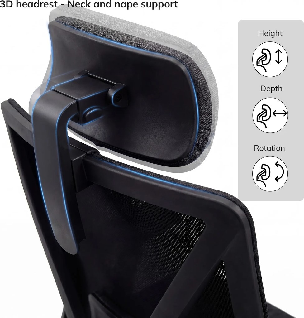 Ergonomikus irodai szék fekete hálós VECTOR