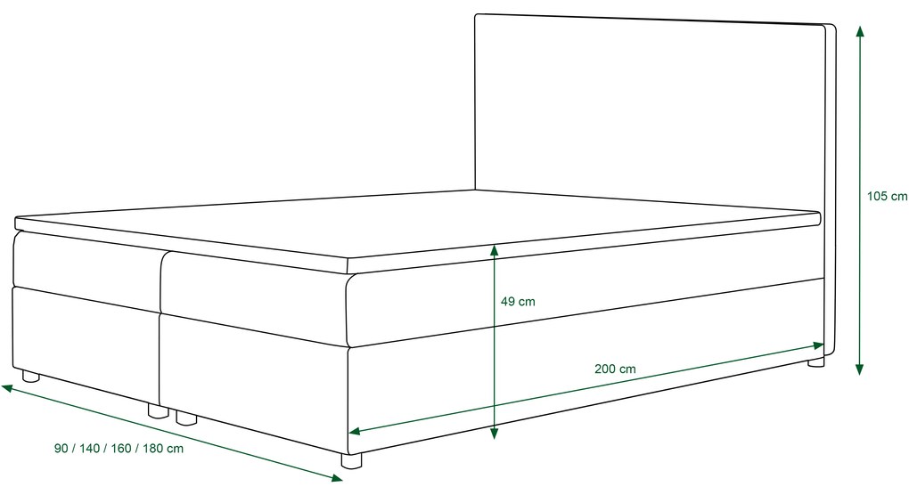 Franciaágy  Boxspring 140 cm Skonto Comfort (sötétszürke + kötött minta) (matraccal és tárolóhellyel). 1056312