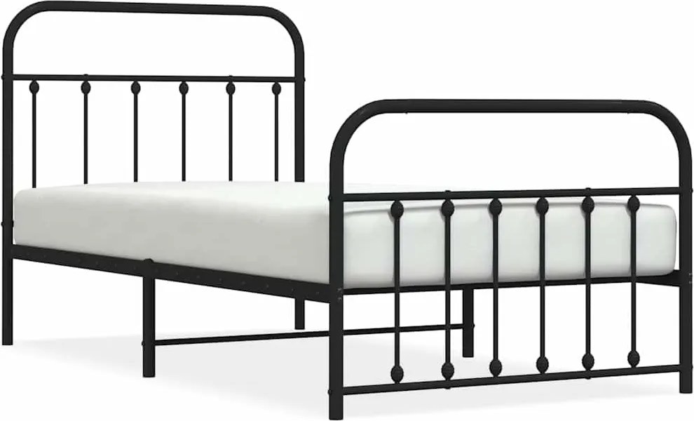 vidaXL fekete fém ágykeret fej- és lábtámlával 100 x 190 cm