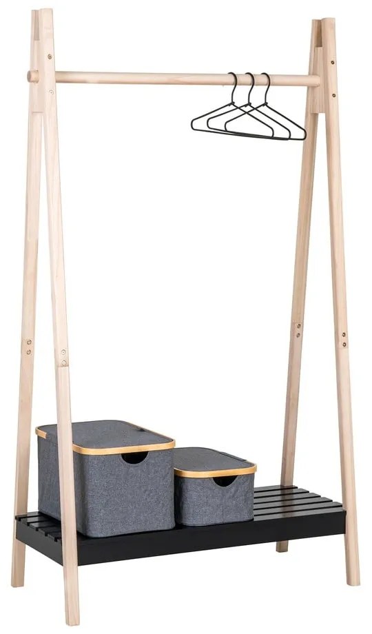 Fekete ruhatartó állvány tömör paulownia fából Torino - House Nordic