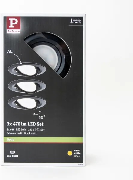 Paulmann 94471 - KÉSZLET 3xLED/6W IP23 Fürdőszobai beépíthető lámpa NOVA 230V