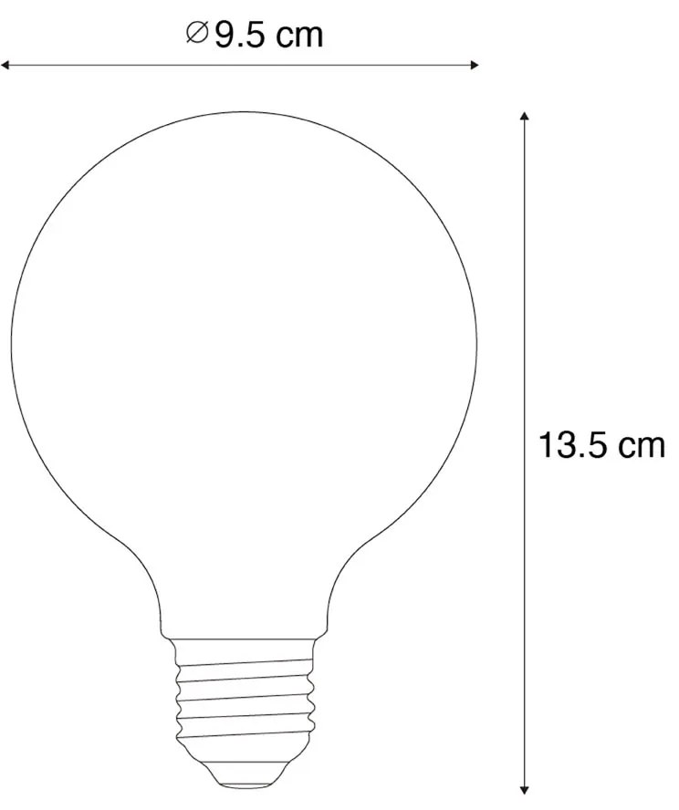 5 darabos készlet E27 szabályozható LED spirál izzószálas G95 4W 270LM 2700K
