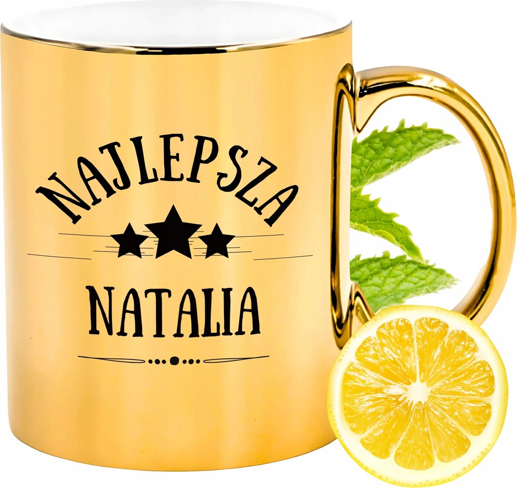 Prémium Arany Csillogó Bögre Natalia Ajándék Nyomtatott Fotóval