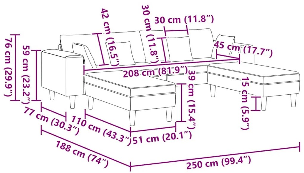 Bársony Kanapé párnával 3 pcs Türkiz 208 cm Bársony