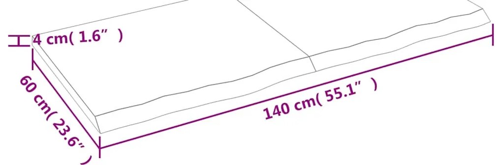 kezeletlen tömör fa fürdőszobai pult 140x60x(2-4) cm