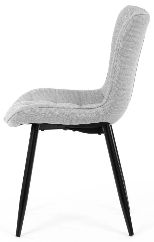 Scaun de sufragerie, material argintiu, picioare metalice negre