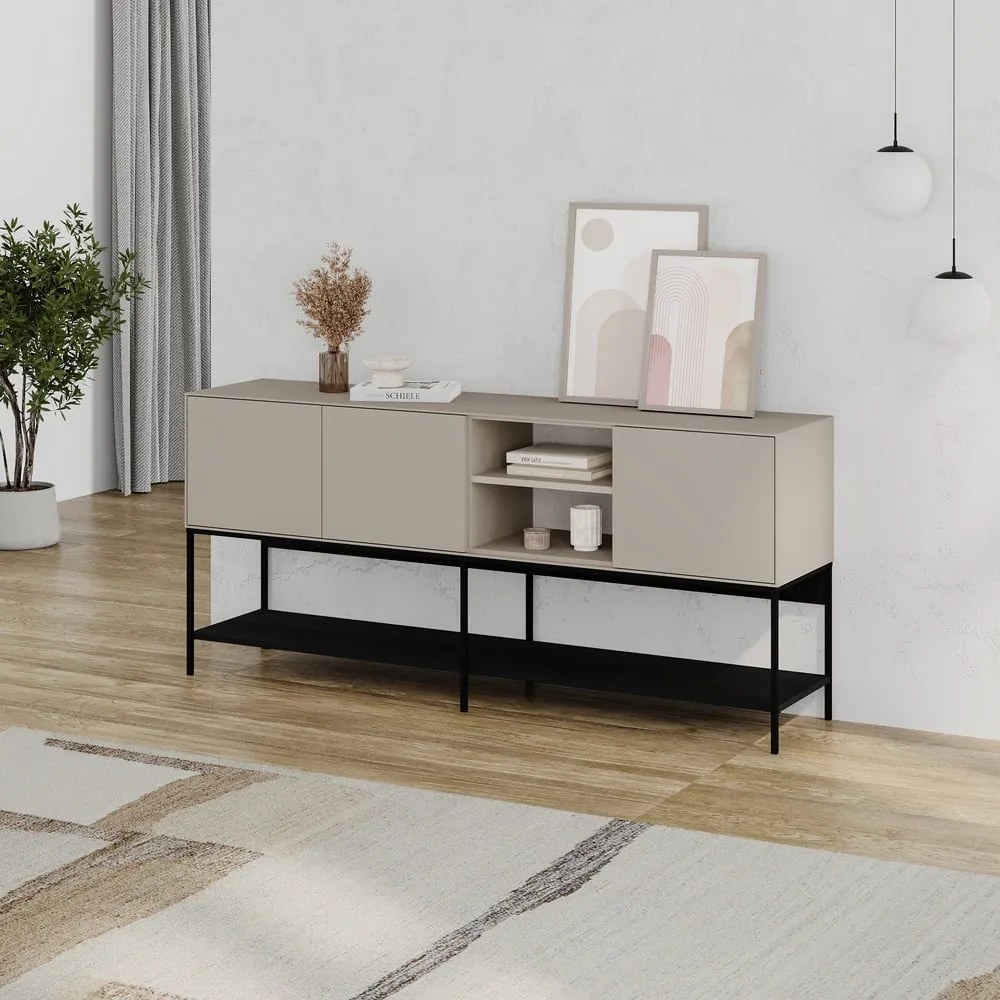 Fekete-krémszínű komód 180x80x40 cm Amira – Marckeric