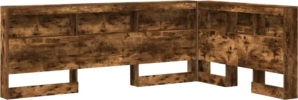 vidaXL Tároló fejtámla Füstölt tölgy 207,5 x 137,5 x 76,5 cm Faanyag