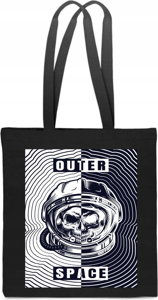 Öko pamut Táska Outer Space Kosmos fekete-fehér bevásárlótáska fekete TT_236