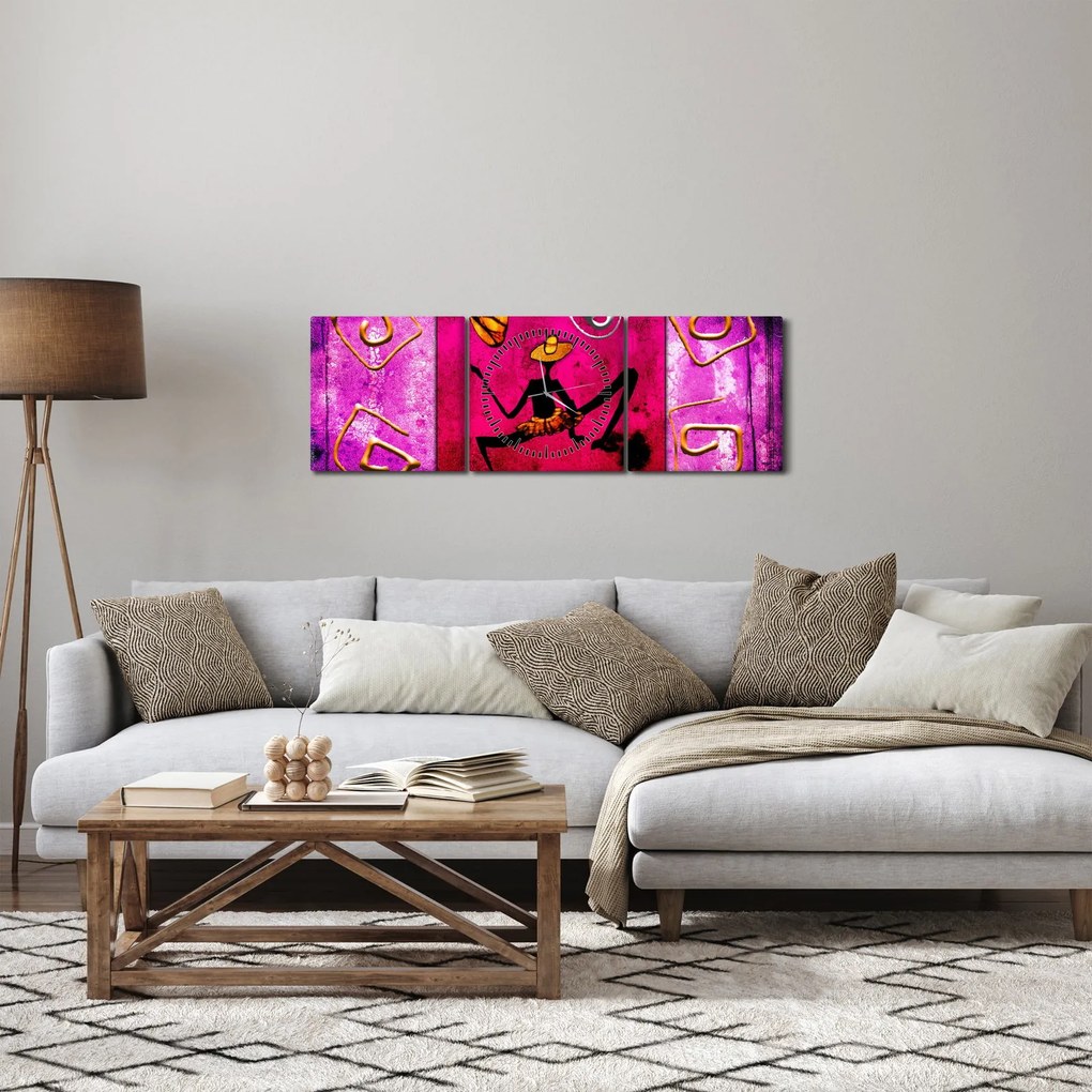 Történelmi falfestmény képe (órával) (90x30 cm)