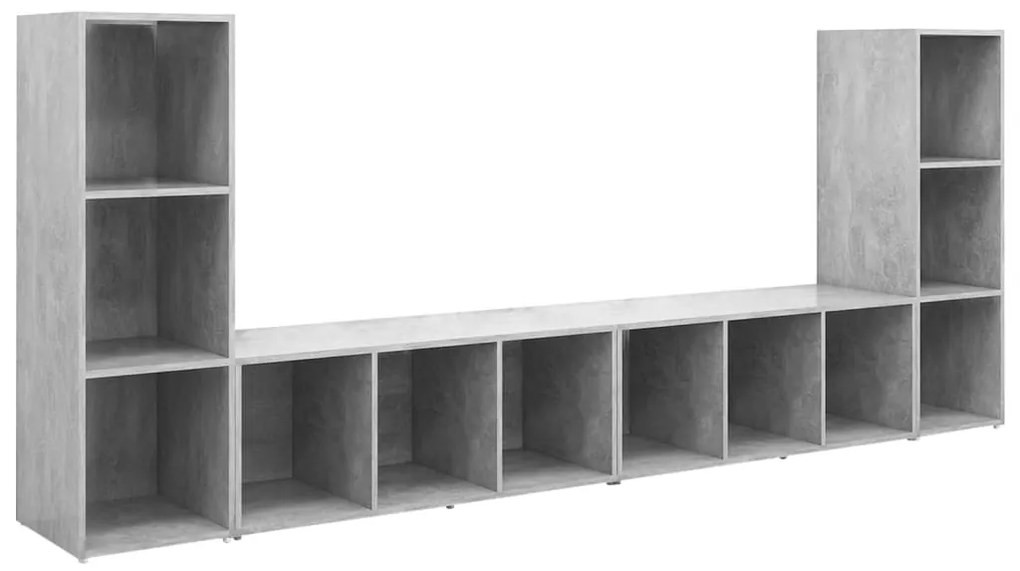 4 db betonszürke szerelt fa TV-szekrény 107 x 35 x 37 cm