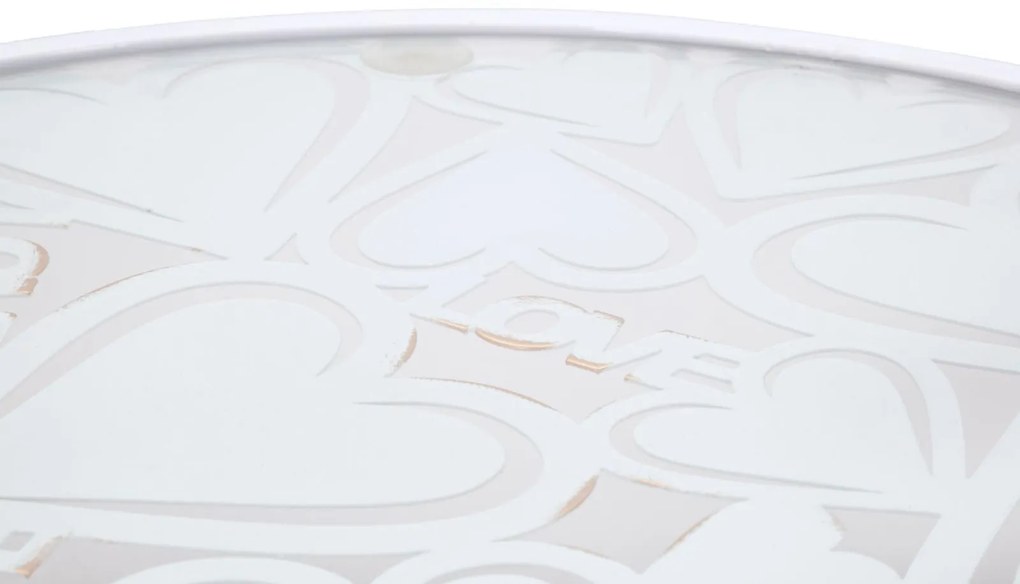 fém és üveg kisasztal készlet – 2 db love szíves – Fehér