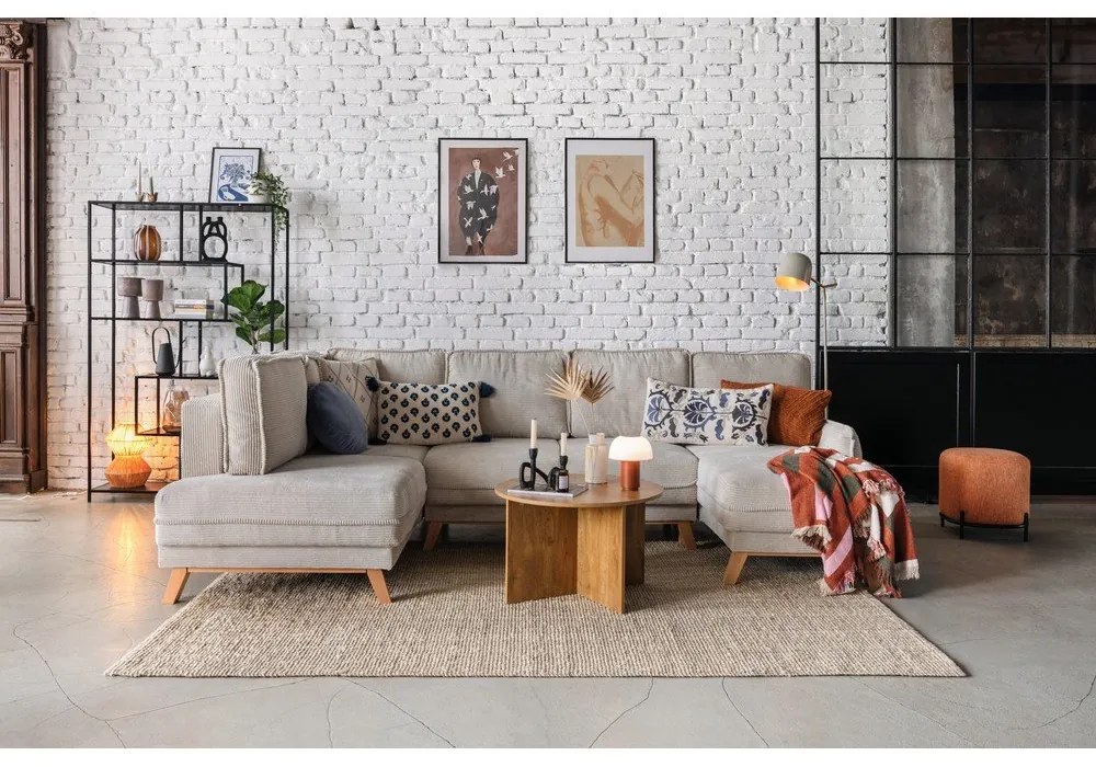 Zöld kordbársony kinyitható sarokkanapé (jobb oldali-U alakú) Tori – Bonami Selection