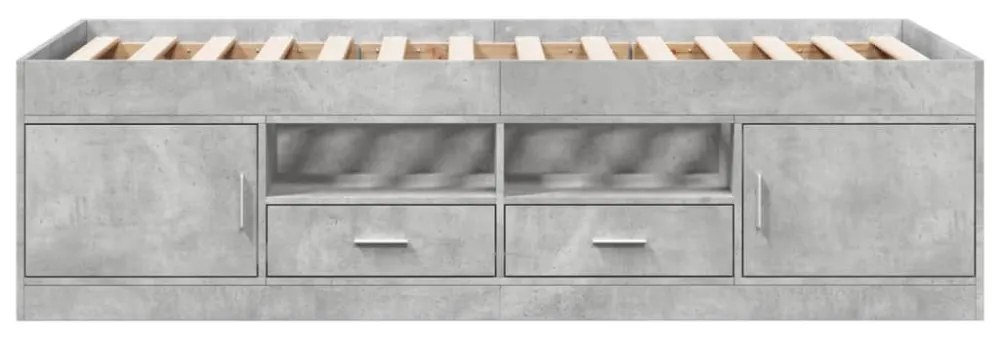 betonszürke kanapéágy fiókkal matrac nélkül 90x200 cm