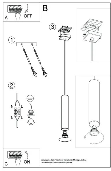 Sollux SL.0636 - Csillár zsinóron LINO 1xGU10/40W/230V