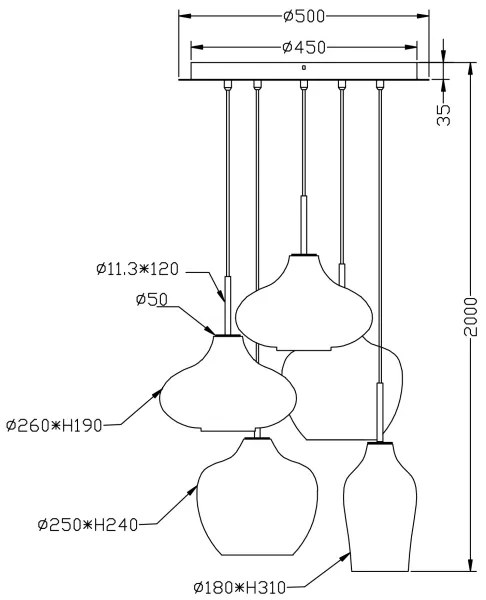 Fabas Luce 3725-49-363 - Csillár zsinóron OLBIA 5xE27/40W/230V