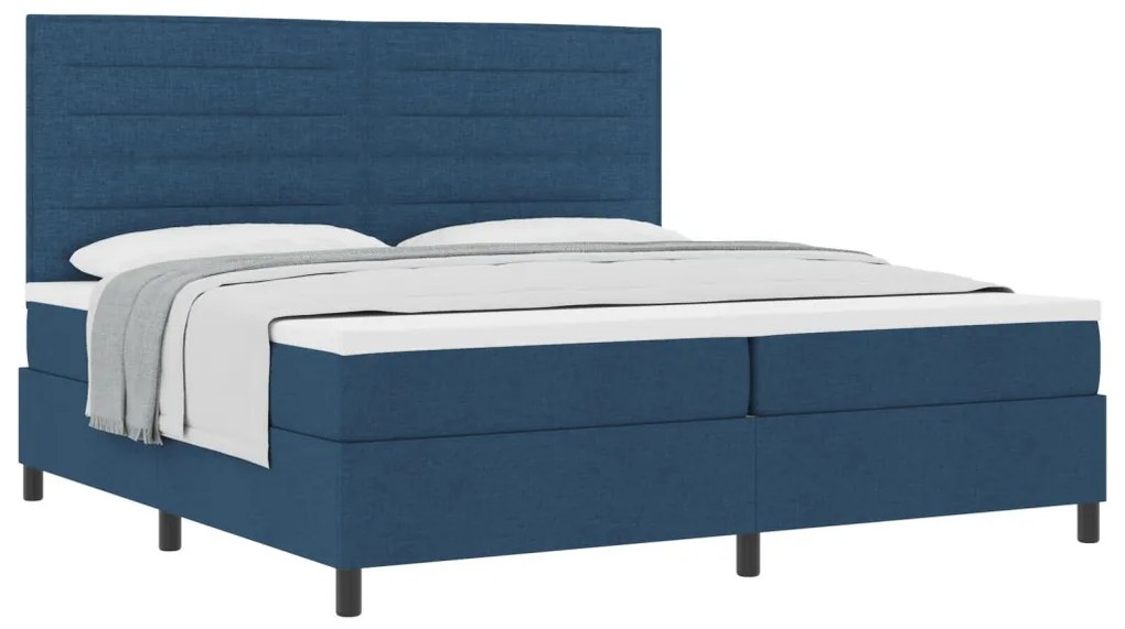 Box Spring Ágy Matraccal Kék 200x200 cm Szövet