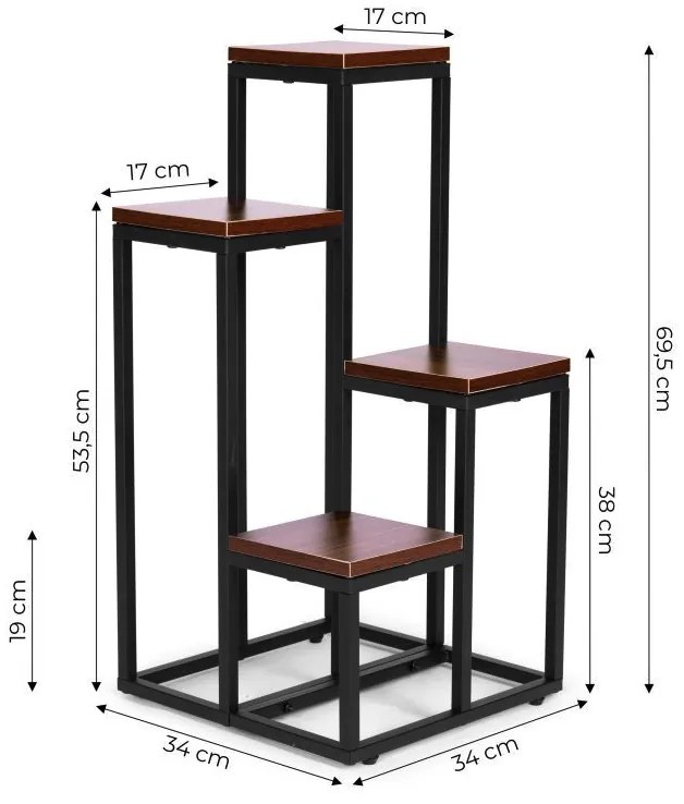 Stílusos virágállvány - sötét diófa