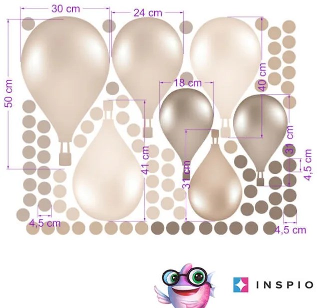 INSPIO Falmatrica gyerekszobába - Krémszínű hőlégballonok