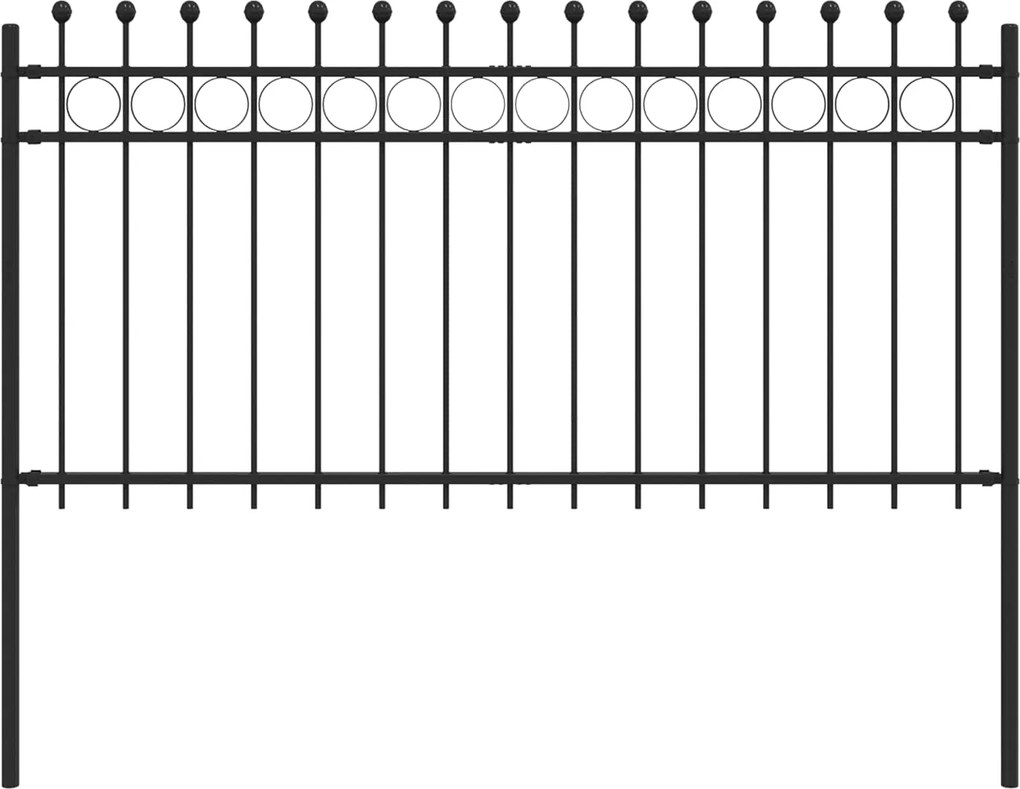 vidaXL Gyűrűs Kerítés Fekete 200 x 150 cm Porszórt acél