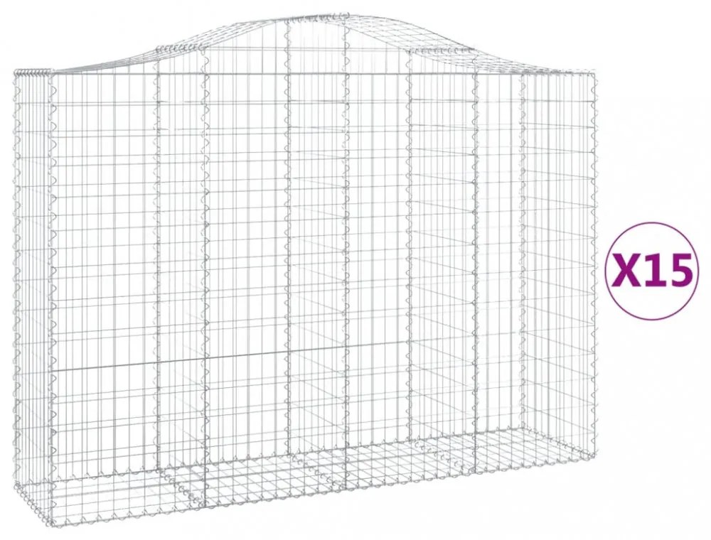 15 db íves horganyzott vas gabion kosár 200x50x140/160 cm