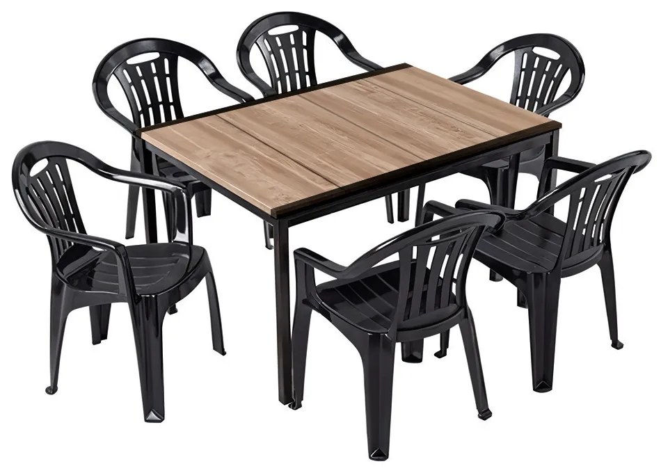 Rowen 6+1 kerti bútor garnitúra szett kőris-grafit