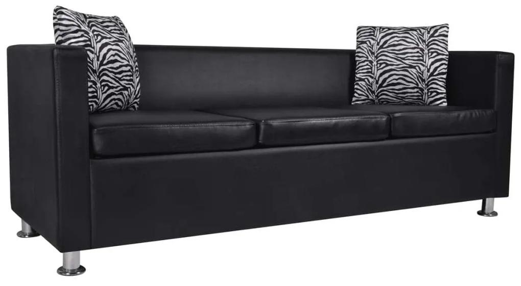 vidaXL fekete 3 személyes műbőr kanapé