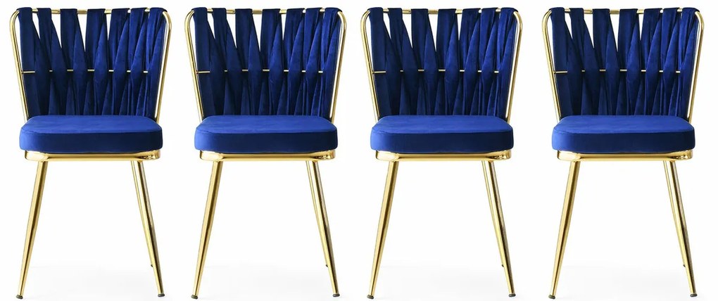 Kusakli Navy Blue and Gold étkezőszék szett, 4 db, 4 db