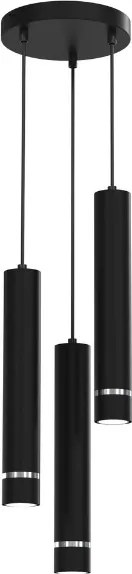Ewilight Függő mennyezeti lámpa 3 pontos Tube 3xGU10 fekete/króm