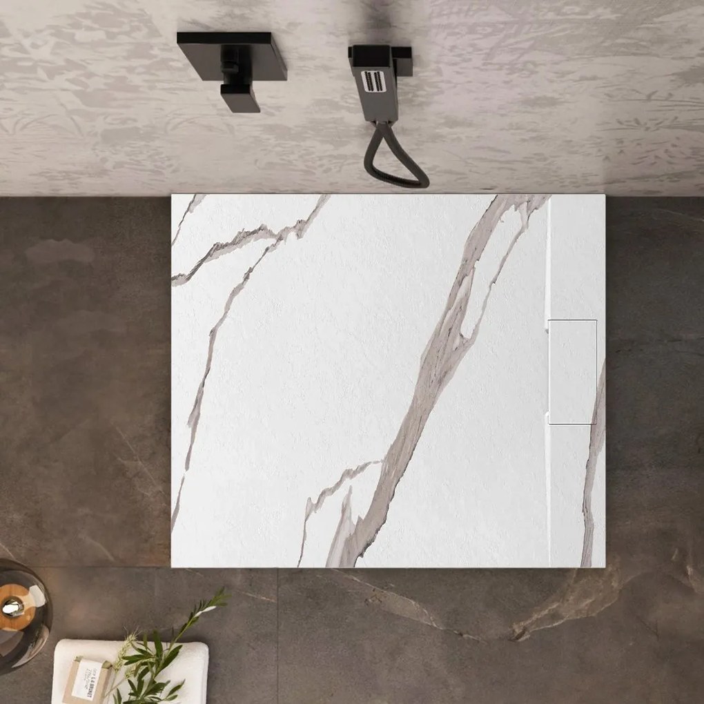 Zuhanytálca Bazalt CARRARA WHITE 90x90