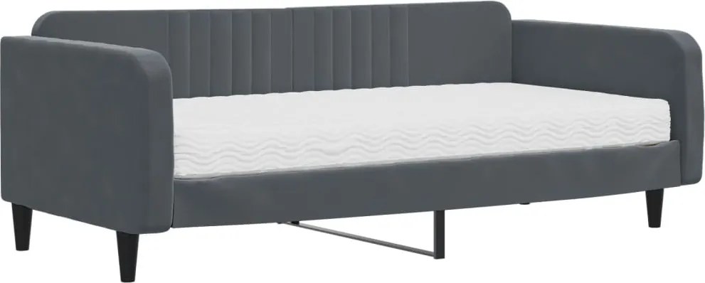 vidaXL sötétszürke bársony heverő matraccal 100 x 200 cm