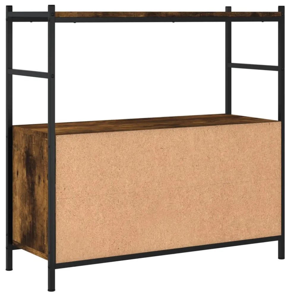 füstös tölgy szerelt fa és vas könyvespolc 80 x 30 x 78,5 cm