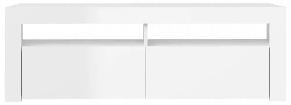 magasfényű fehér TV-szekrény LED lámpákkal 120 x 35 x 40 cm