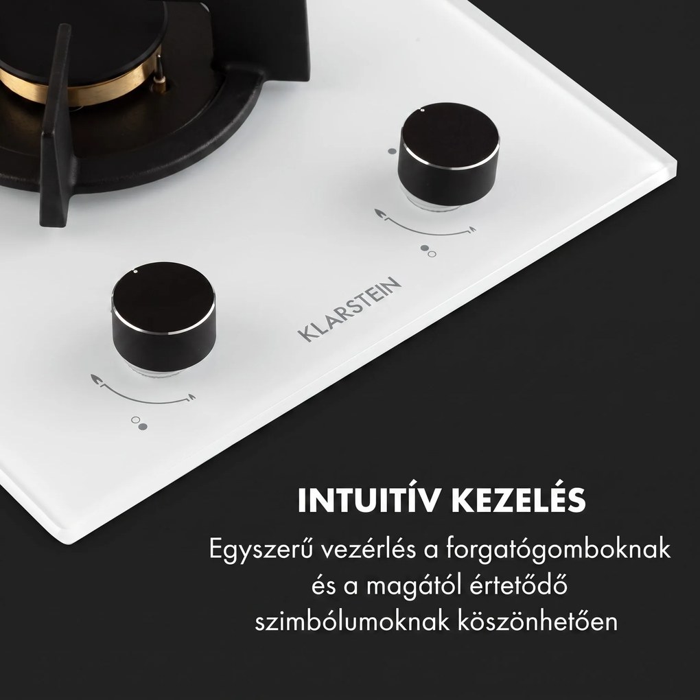Klarstein Goldflame Domino, gáztűzhely, 2 sárgaréz égő, üvegkerámia