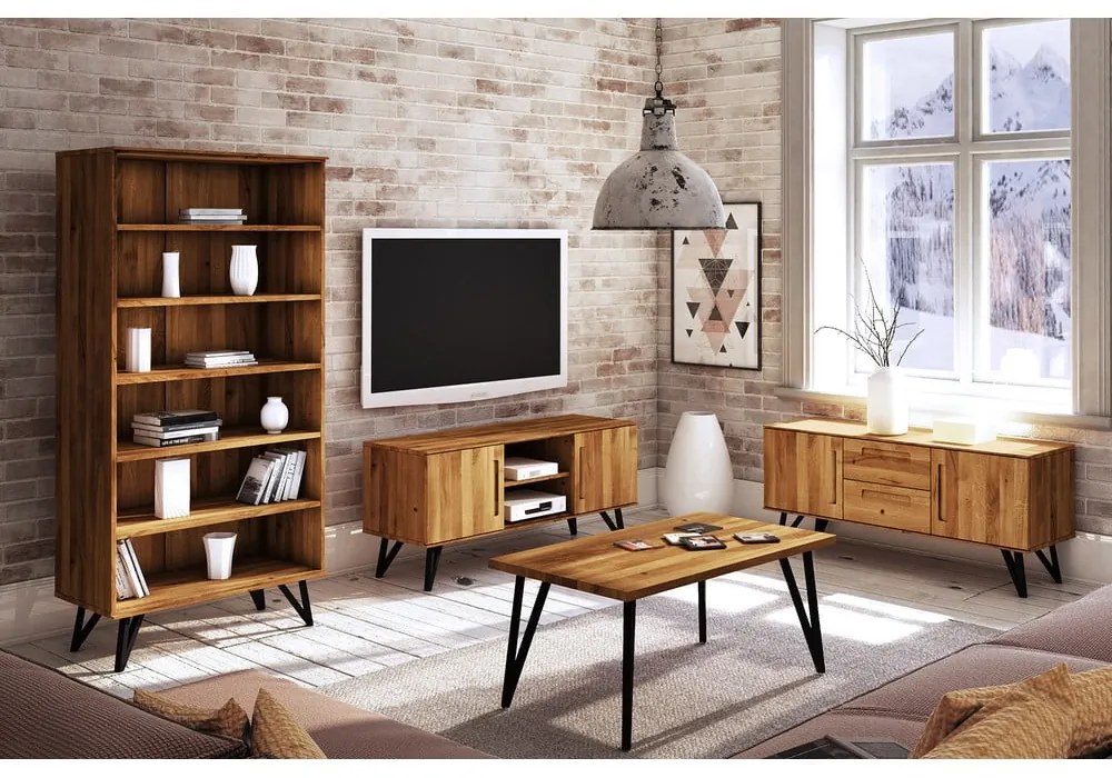 Tölgyfa könyvespolc 91x185 cm Golo - The Beds