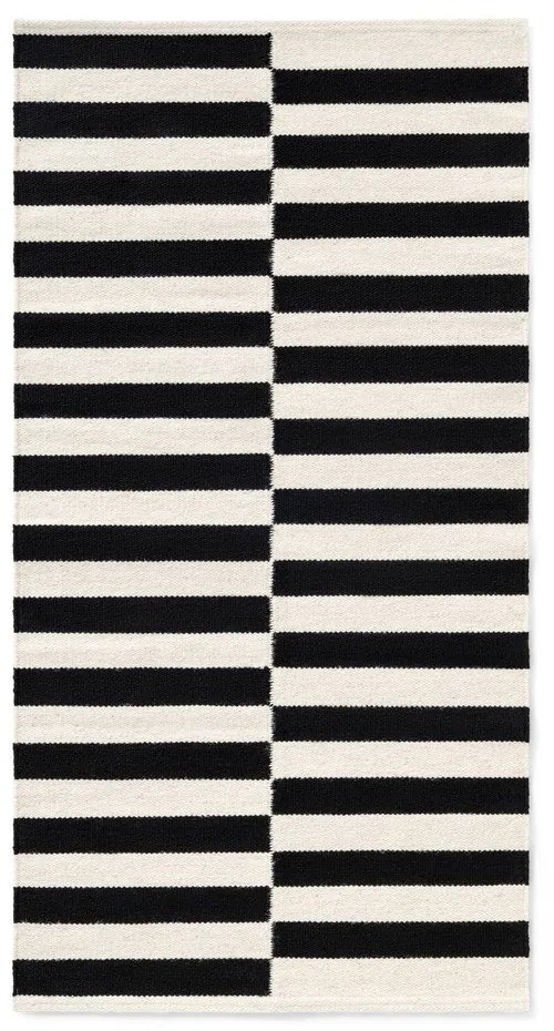 Fekete-fehér kétoldalas kézi szövésű gyapjú szőnyeg 80x150 cm Donna – Hanse Home