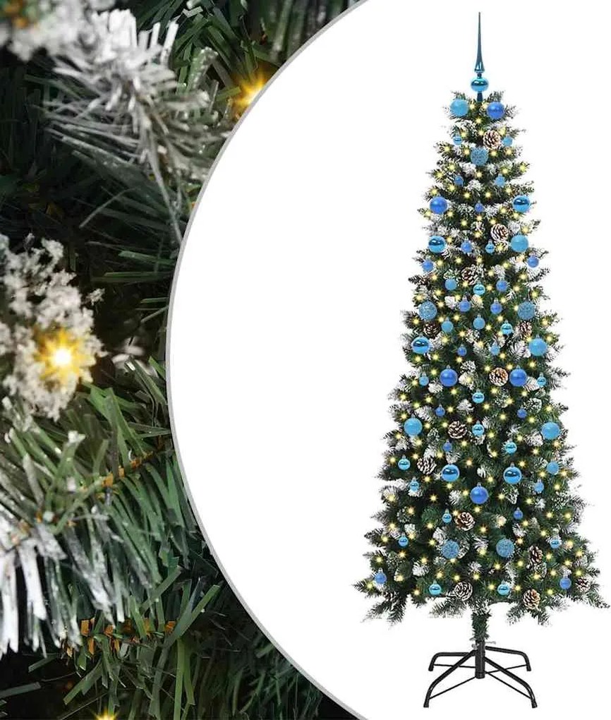 vidaXL Mű karácsonyfa 300 LED-del Zöld 210 cm PVC és Műanyag és Acél